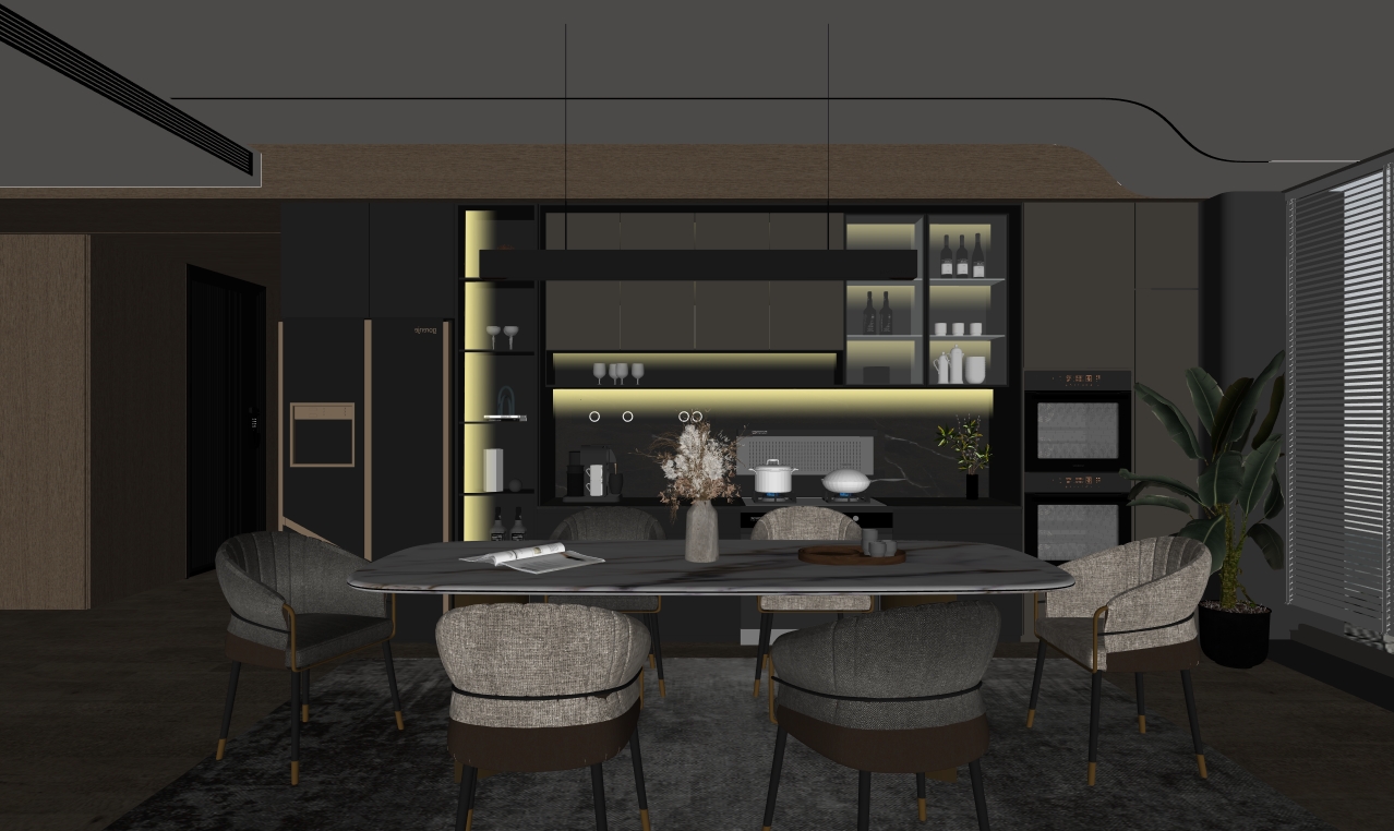 Dark contemporary kitchen interior